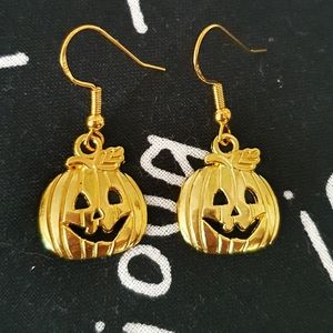 6 for $15 * Halloween Gold Metal Pumkin Earings